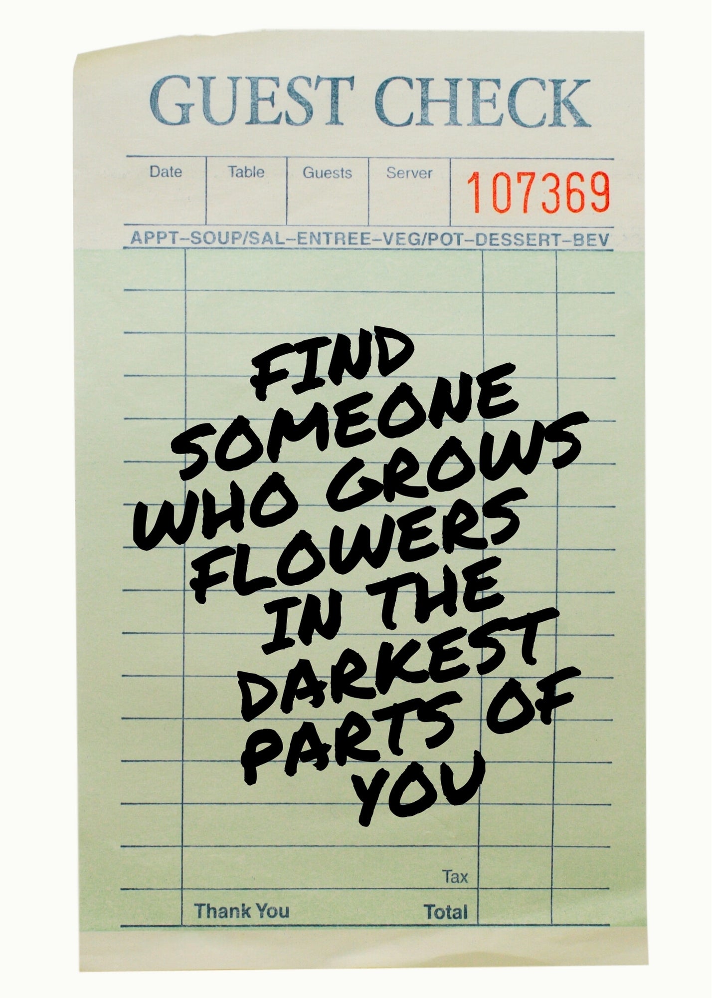 Grows Flower - Guest Check Print