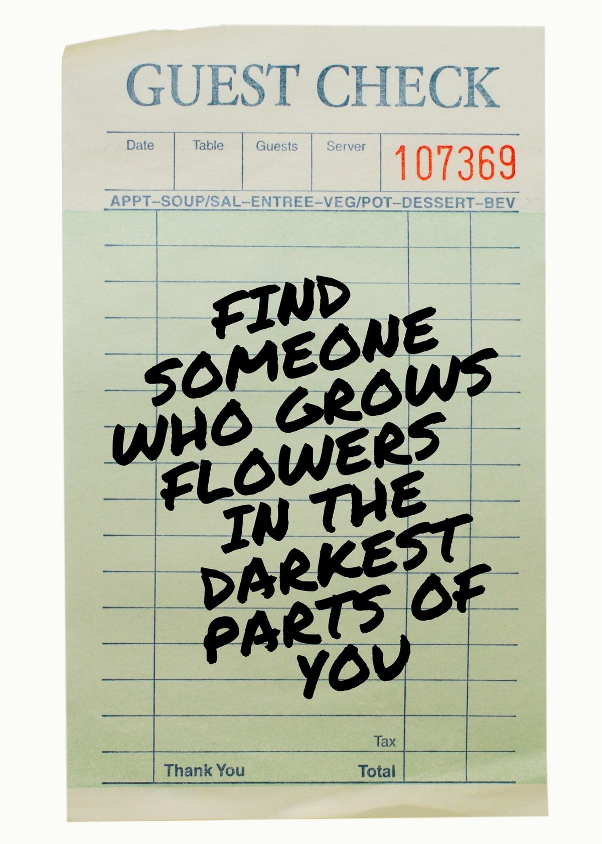 Grows Flower - Guest Check Print