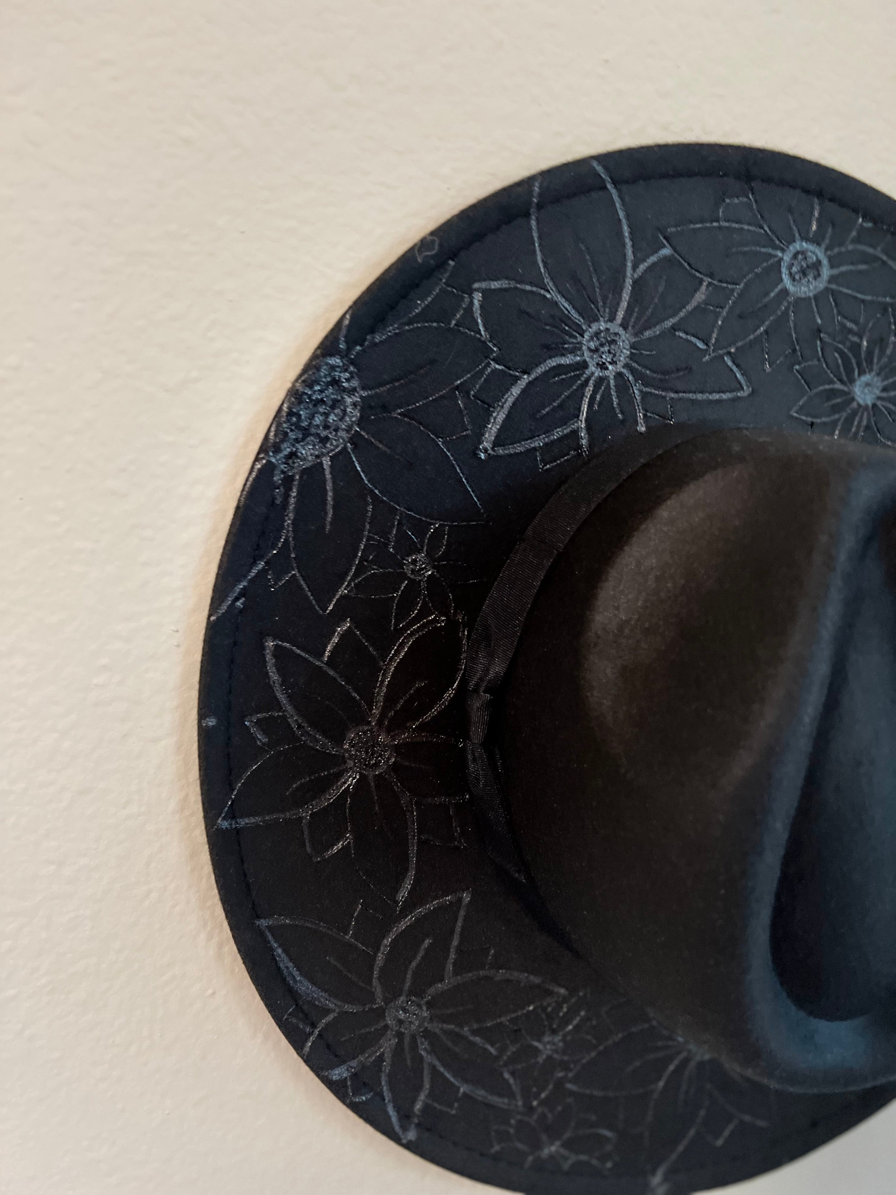 Black Record | Wide Brim Hat | Custom Hat | Rancher Hat | Custom Rancher Hat | Burned Hat