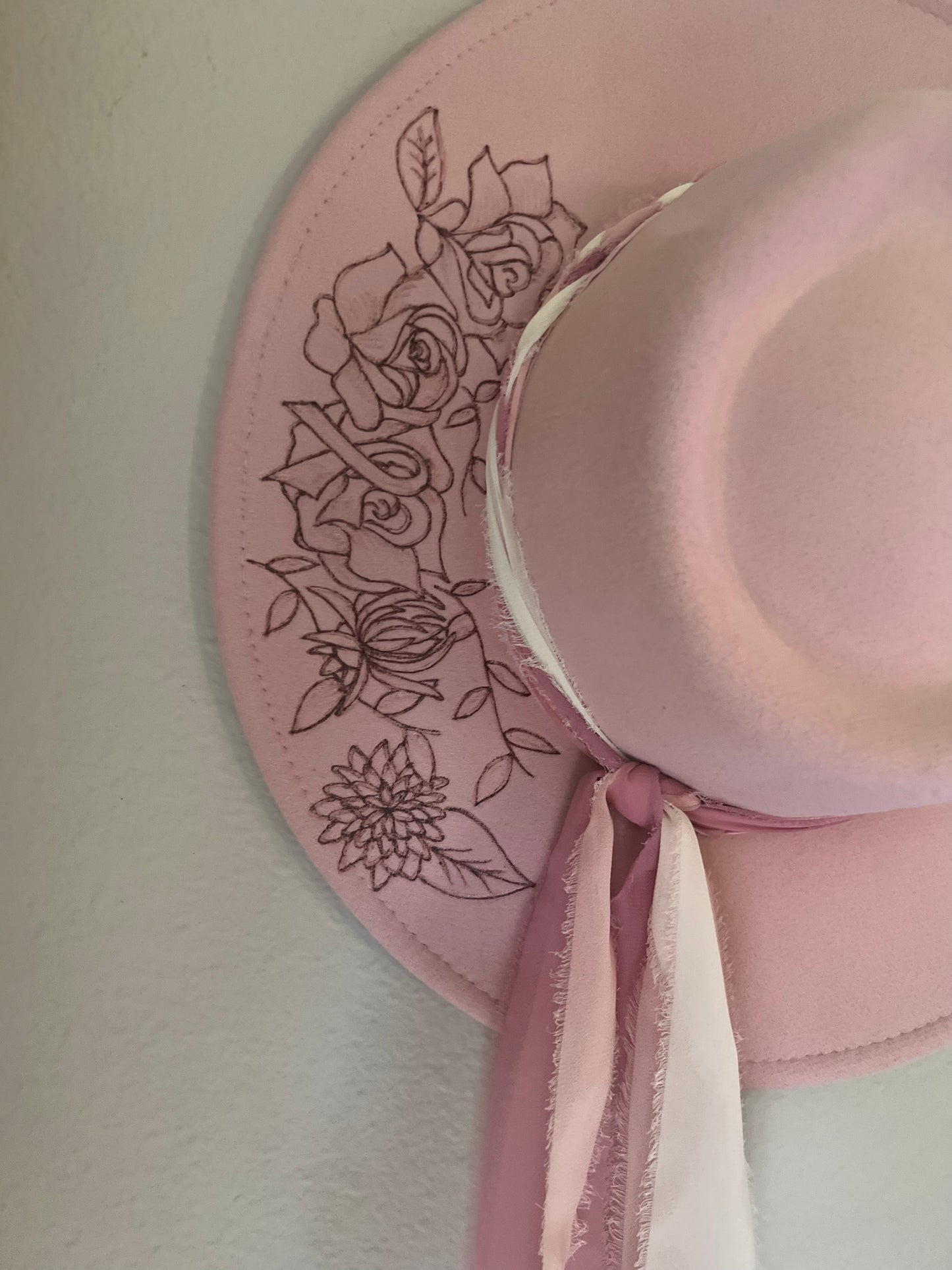 Krew Breast Cancer Awareness Hat • Hand Burned Wide Brim Hat