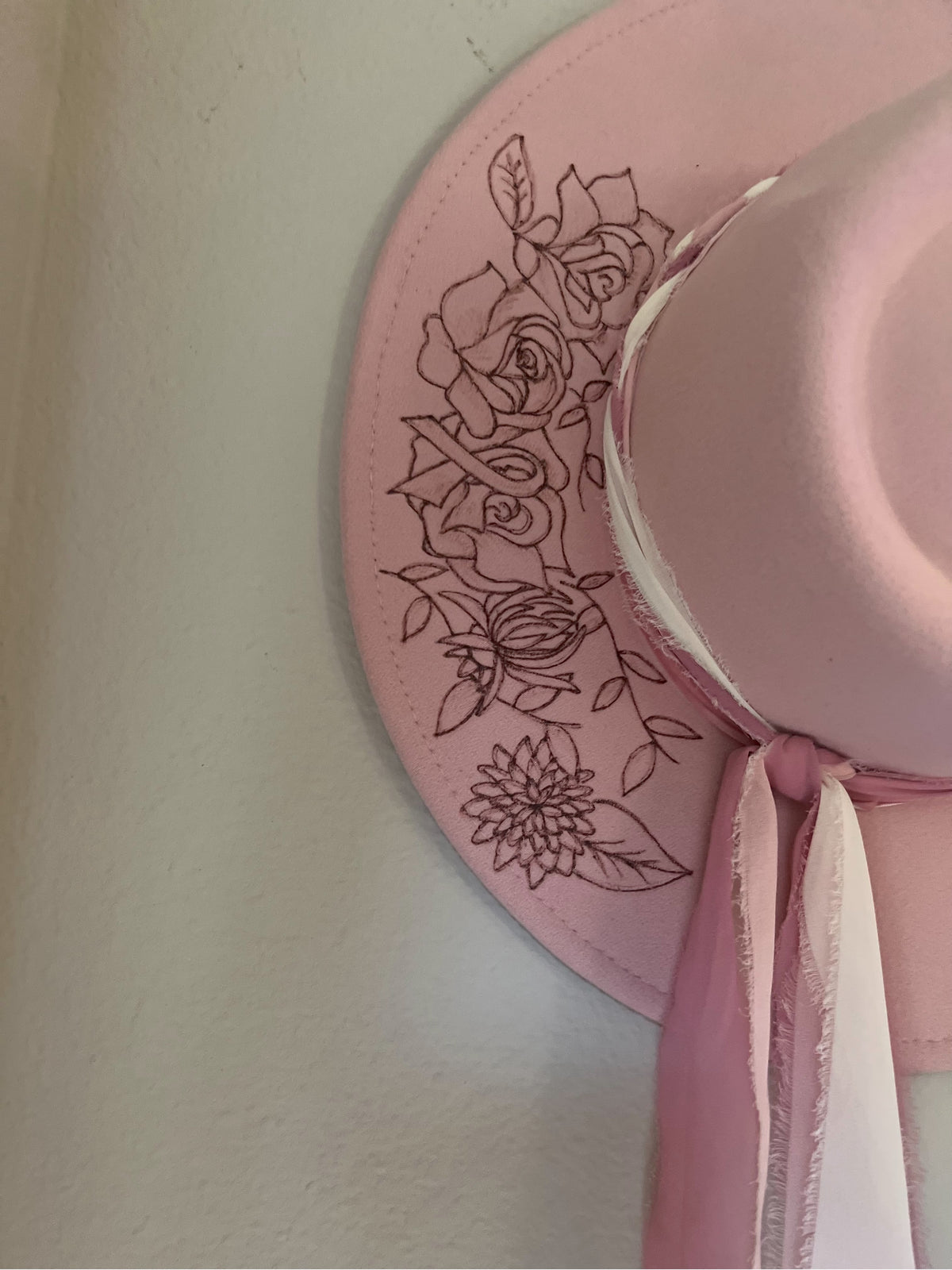 Krew Breast Cancer Awareness Hat • Hand Burned Wide Brim Hat