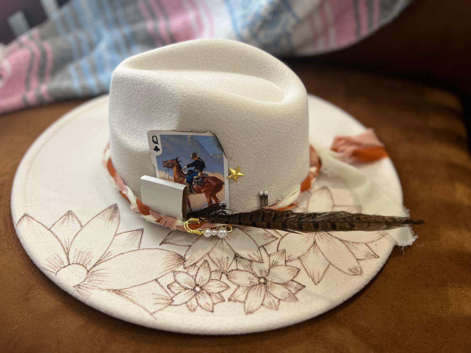 Krew Designs custom hand burned hats krew designs