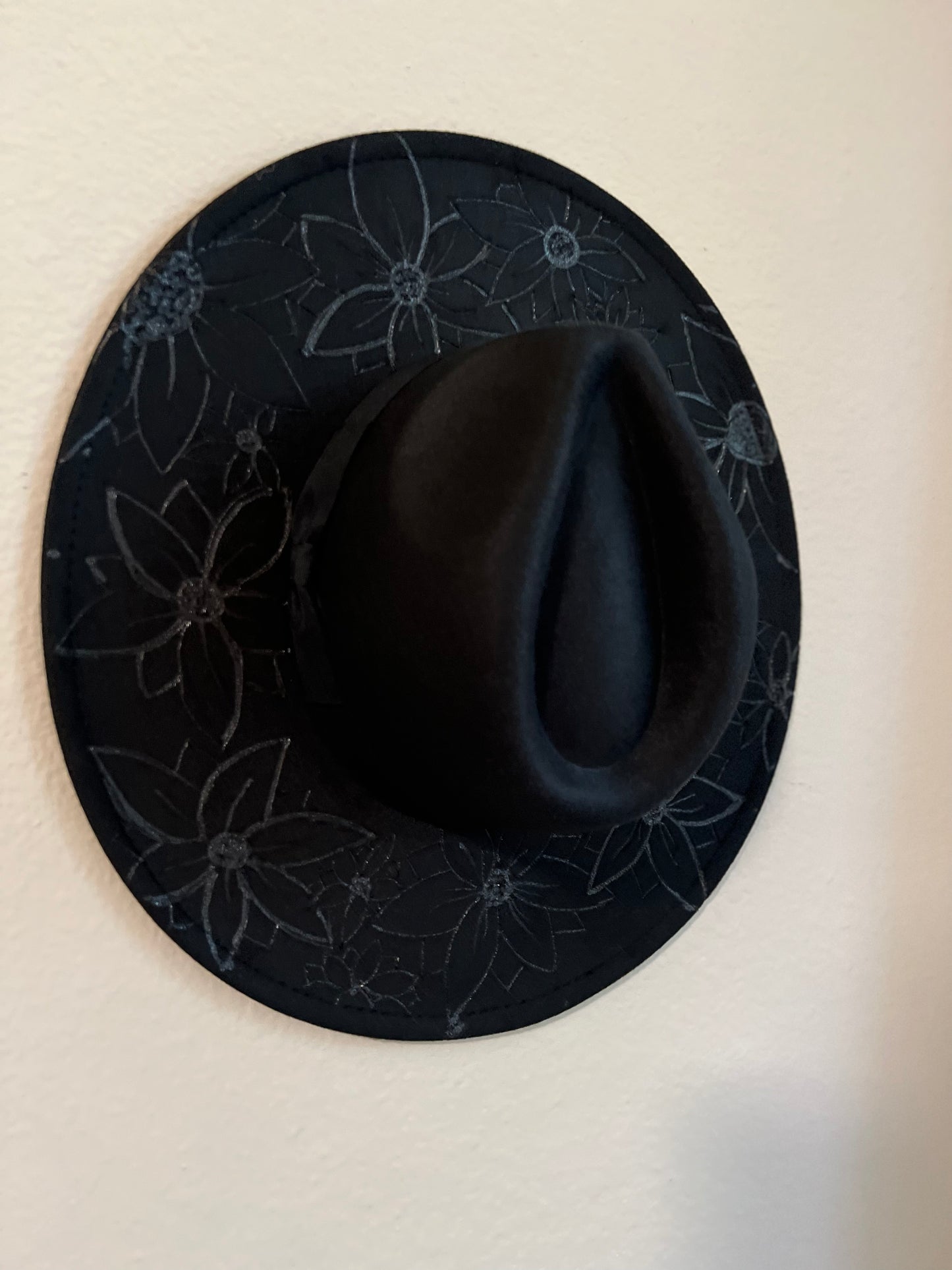 Black Record | Wide Brim Hat | Custom Hat | Rancher Hat | Custom Rancher Hat | Burned Hat